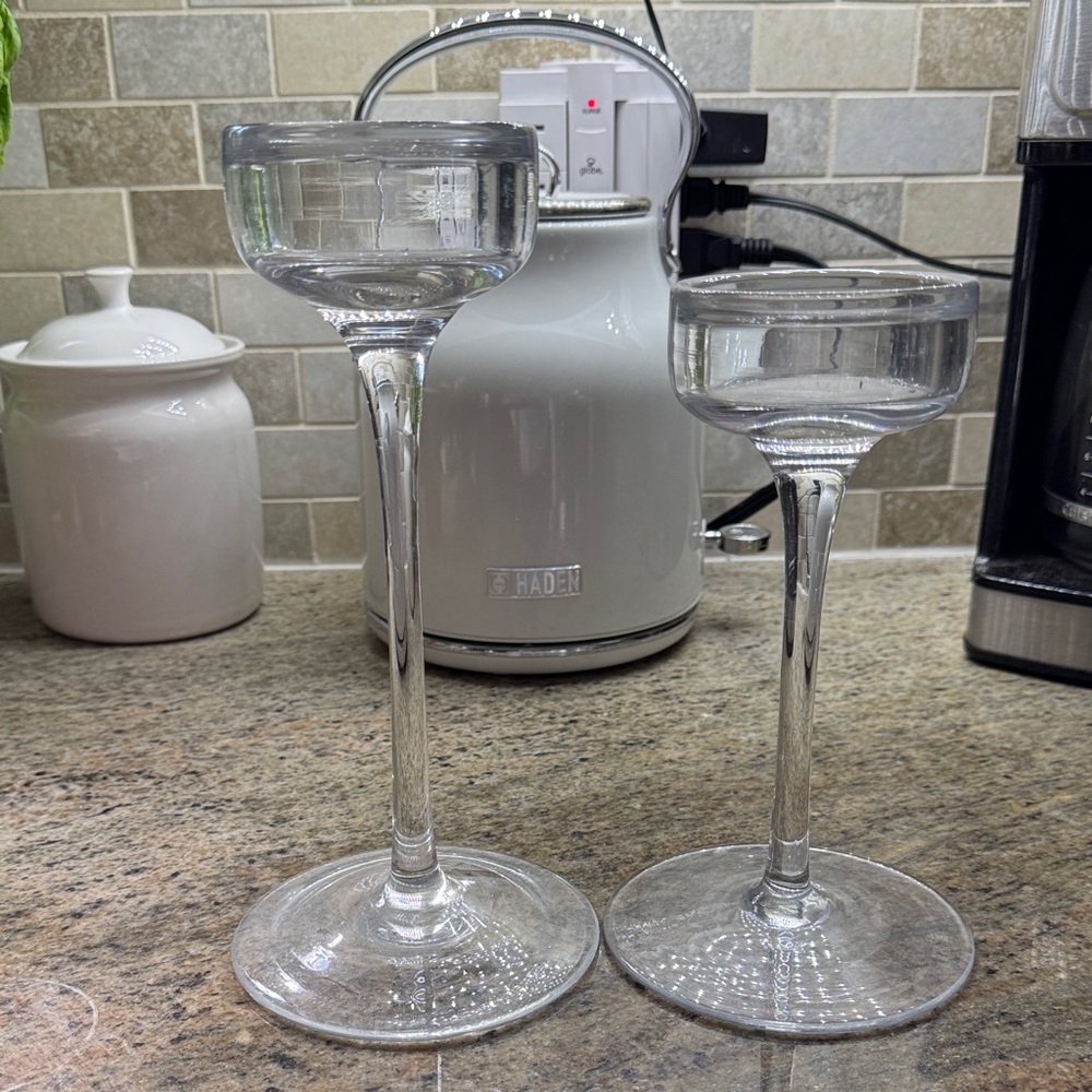 Elegant Clear Glass candle holder Set